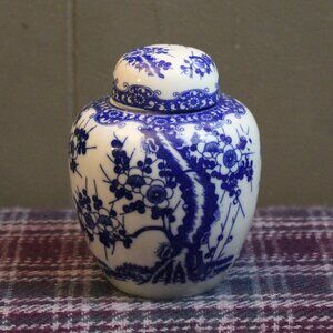 Blue and White Porcelain Chinoiserie Cherry Blossom Ginger Jar